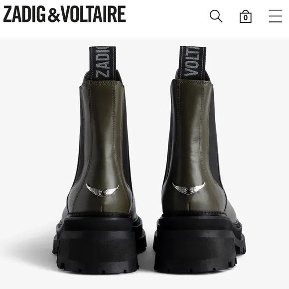 NWT Zadig and &amp; Voltaire Ride Semy Shiny Chelsea Platform Boots Silver Wings