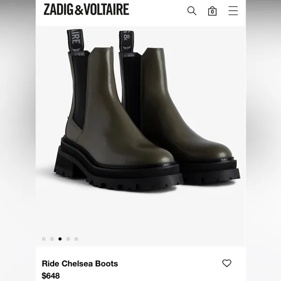 NWT Zadig and &amp; Voltaire Ride Semy Shiny Chelsea Platform Boots Silver Wings