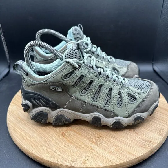 Oboz Sawtooth II Low Womens Size 7 Hiking Shoes B-Dry Grey Clover Green Walking