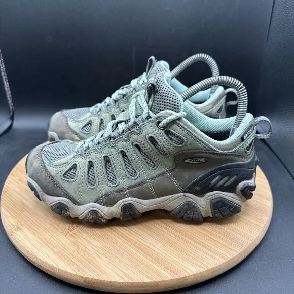 Oboz Sawtooth II Low Womens Size 7 Hiking Shoes B-Dry Grey Clover Green Walking