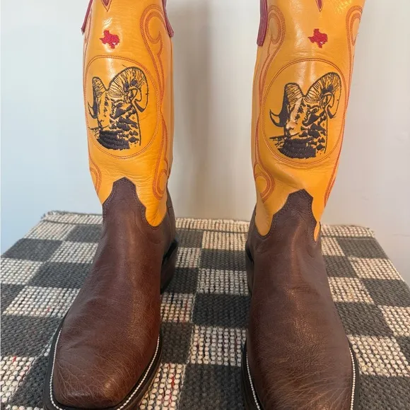 Olathe Cowboy Boots - Custom SHINER BEER branded boots.