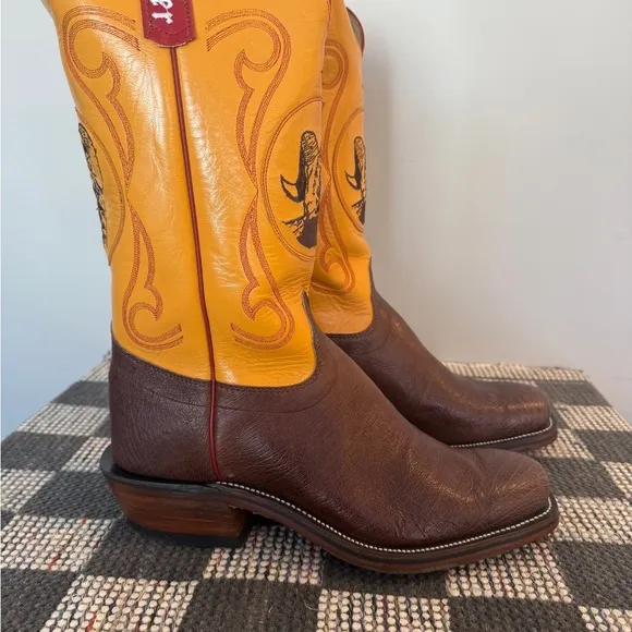 Olathe Cowboy Boots - Custom SHINER BEER branded boots.