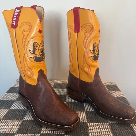 Olathe Cowboy Boots - Custom SHINER BEER branded boots.