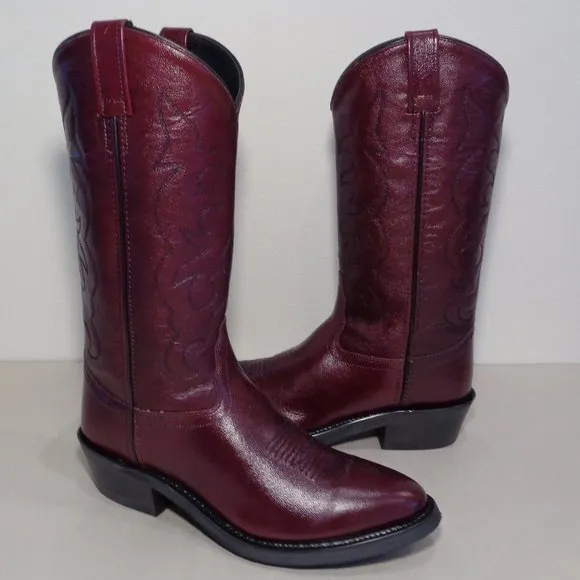 Old West Size 8 Wide EE TBM3013 Black Cherry Cowboy Boots New Men's Shoes