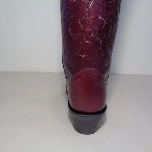 Old West Size 8 Wide EE TBM3013 Black Cherry Cowboy Boots New Men's Shoes