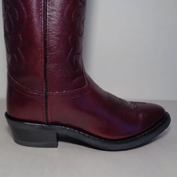 Old West Size 8 Wide EE TBM3013 Black Cherry Cowboy Boots New Men's Shoes