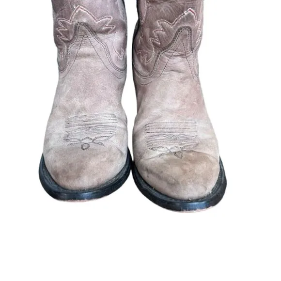 Old West Women's Embroidered Leather Mid-Calf Cowboy Boots Size 7M