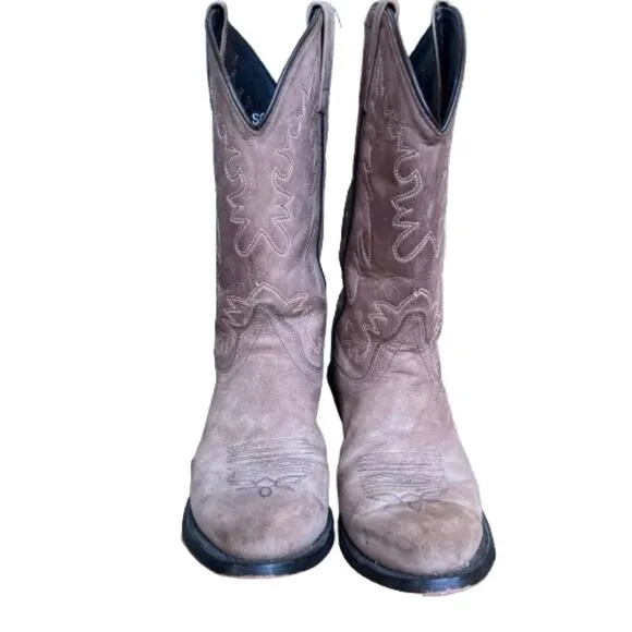 Old West Women's Embroidered Leather Mid-Calf Cowboy Boots Size 7M