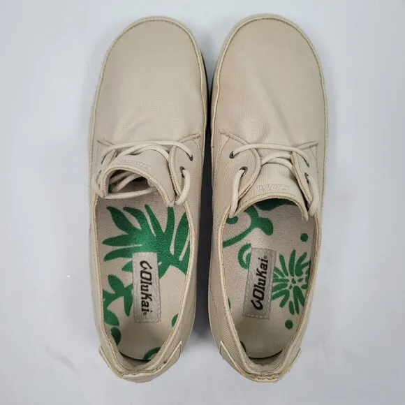 Olukai Honolulu Lace Mesh Men's Cream Casual Shoes US Size 8.5