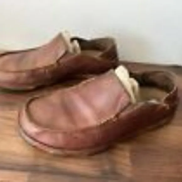 OluKai Moloa Mens Slip On Shoes Ray Toffee (?) Leather Size US M10 Comfort