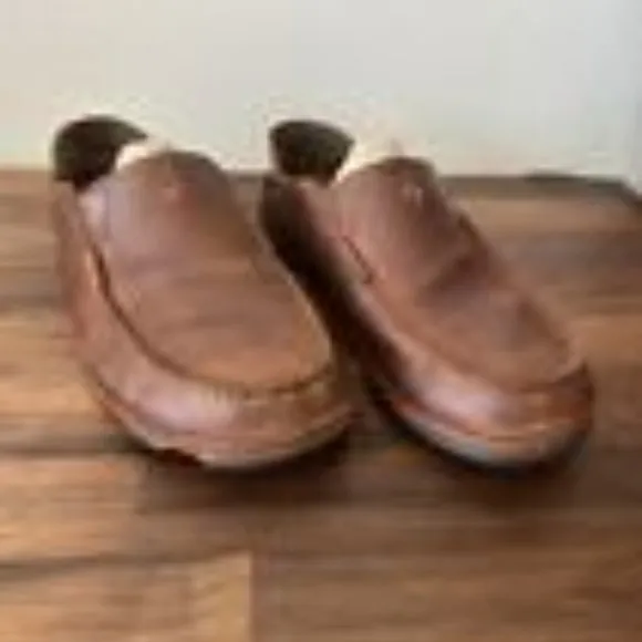 OluKai Moloa Mens Slip On Shoes Ray Toffee (?) Leather Size US M10 Comfort