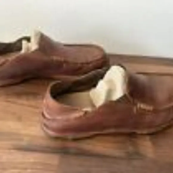 OluKai Moloa Mens Slip On Shoes Ray Toffee (?) Leather Size US M10 Comfort
