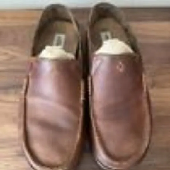 OluKai Moloa Mens Slip On Shoes Ray Toffee (?) Leather Size US M10 Comfort