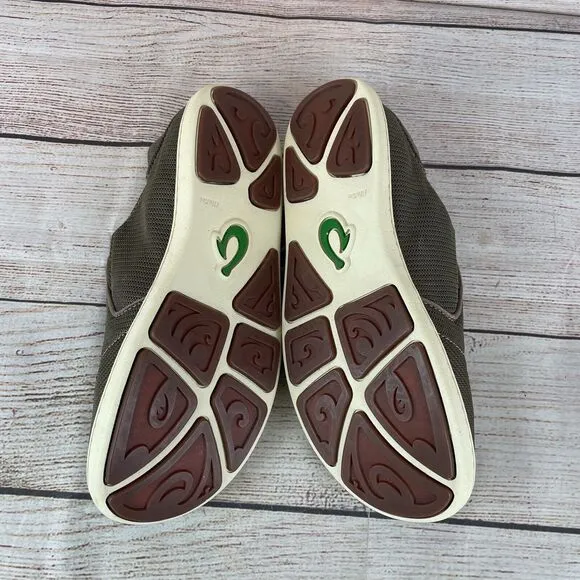 OluKai Nohea Mesh Mens Sz 43 (11) Slip On Casual Shoes Mustang/Lime Peel