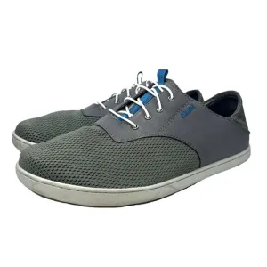 OluKai Nohea Moku Sneakers Canvas Slip In Shoes Casual Comfort Mesh Gray Men 9.5