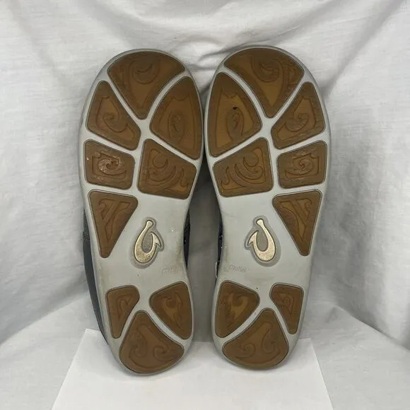 OluKai Nohea Moku Sneakers Canvas Slip In Shoes Casual Comfort Mesh Gray Men 9.5