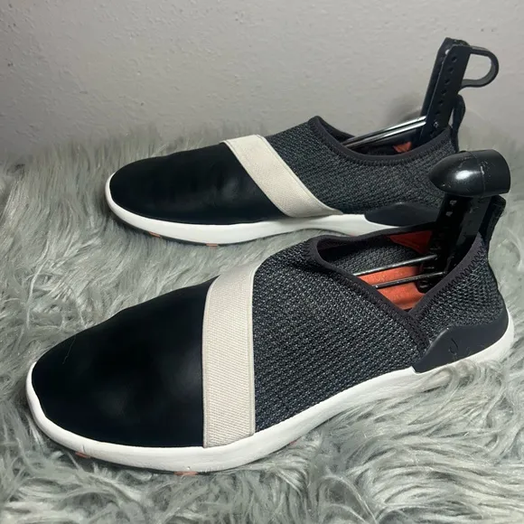 OluKai Women's Miki Slip Fog / Black Black and Cream Slip-On Shoes Size 9