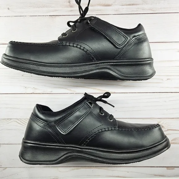 Orthofeet Black Leather Tie-less Loafer Comfort Walking Shoes Mens Size 10‎ 461