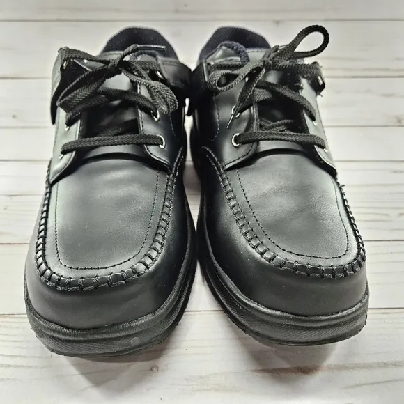 Orthofeet Black Leather Tie-less Loafer Comfort Walking Shoes Mens Size 10‎ 461
