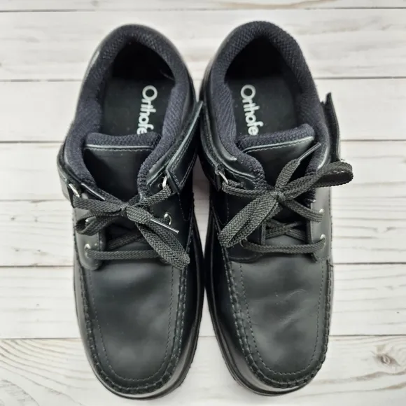 Orthofeet Black Leather Tie-less Loafer Comfort Walking Shoes Mens Size 10‎ 461