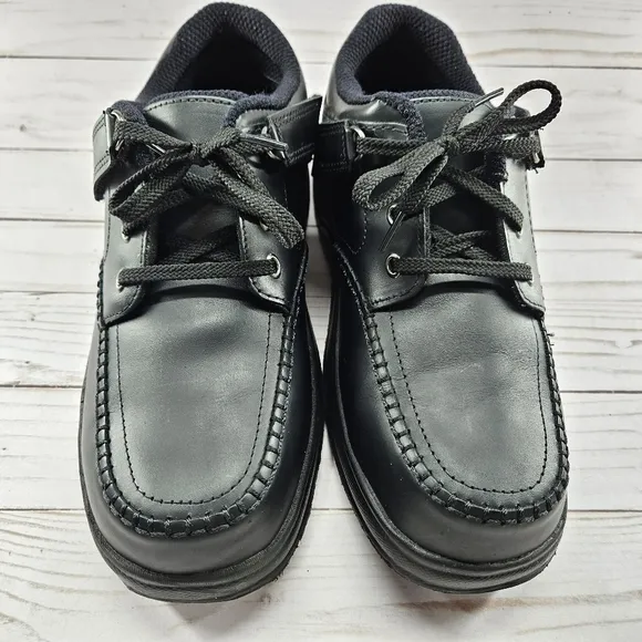 Orthofeet Black Leather Tie-less Loafer Comfort Walking Shoes Mens Size 10‎ 461