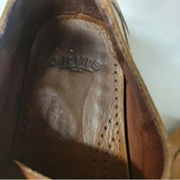 Orvis Size 12  Leather Lace Up Boat Shoes Style LIght Brown OV80208