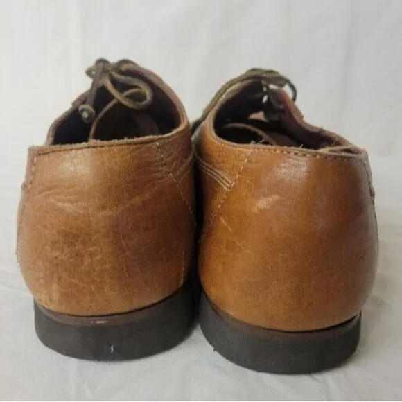 Orvis Size 12  Leather Lace Up Boat Shoes Style LIght Brown OV80208