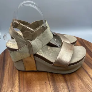 Otbt Bushnell Sandals Womens Size 10 M Gold Strap Comfort Wedge Shoes