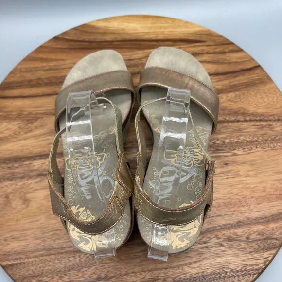 Otbt Bushnell Sandals Womens Size 10 M Gold Strap Comfort Wedge Shoes