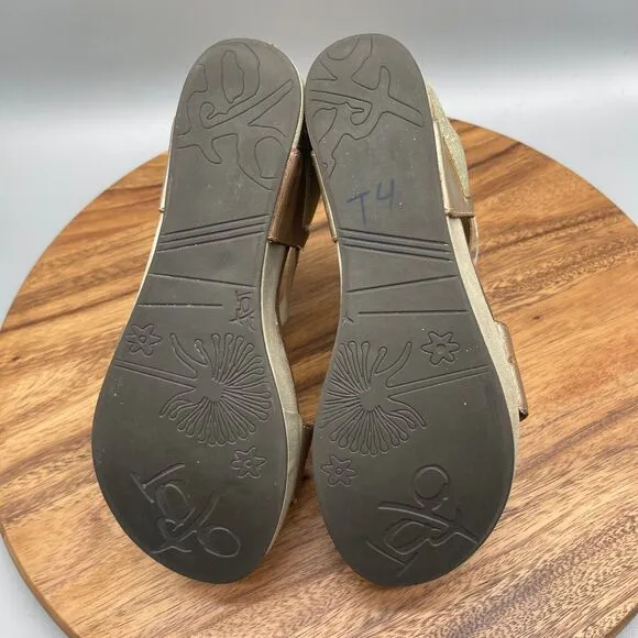 Otbt Bushnell Sandals Womens Size 10 M Gold Strap Comfort Wedge Shoes