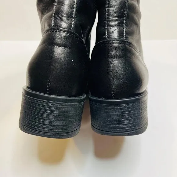Ovyé Leather studded Chain lace Biker Combat moto Boots Size 38 Goth rock ankle
