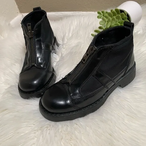 OXS Frank Black Zipper Military Boots Italian