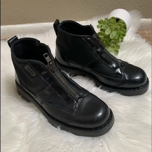 OXS Frank Black Zipper Military Boots Italian