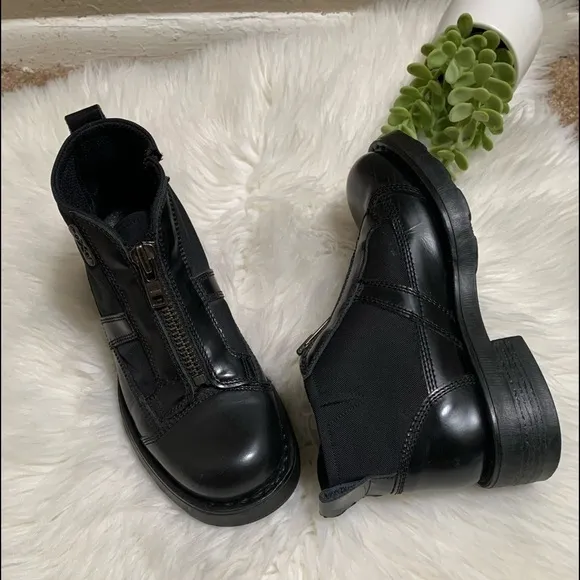 OXS Frank Black Zipper Military Boots Italian