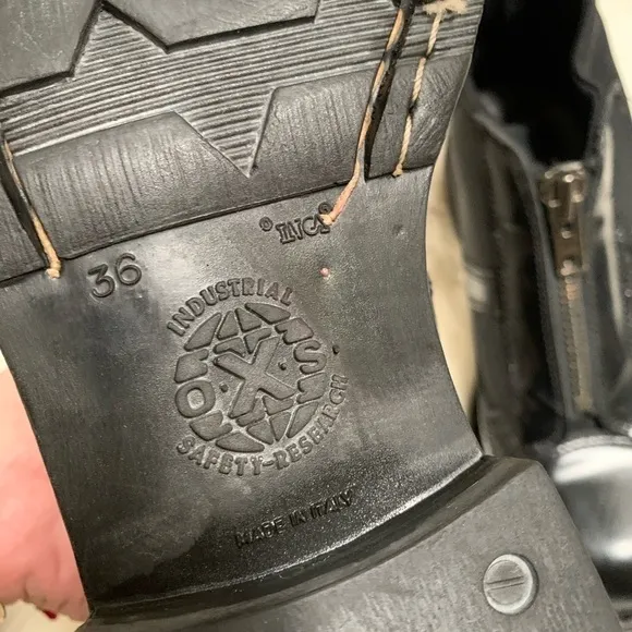 OXS Frank Black Zipper Military Boots Italian