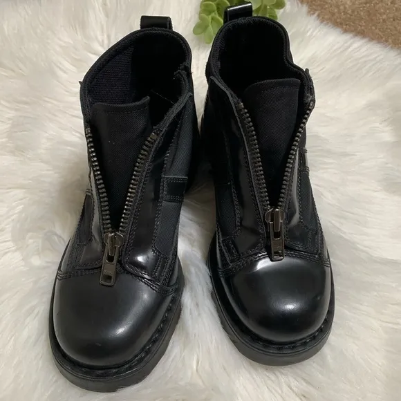 OXS Frank Black Zipper Military Boots Italian