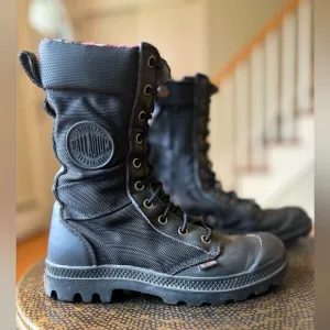 Palladium Black Combat Boots High-Top Design w