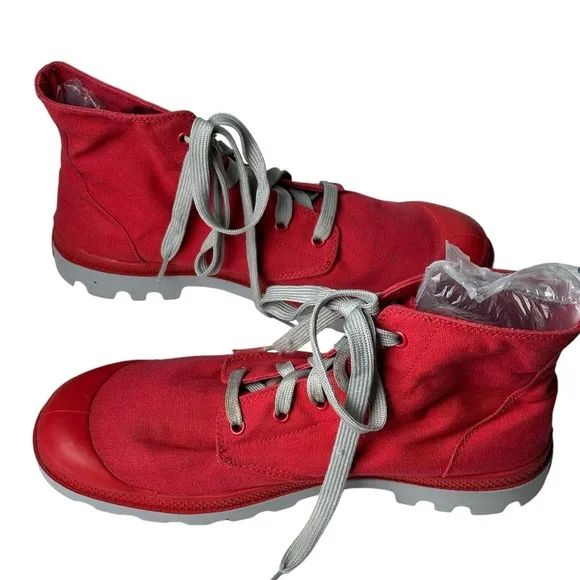 Palladium Boots Size 10 Men's Red Canvas Army Military Lace Up Combat Hip Hop