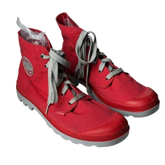 Palladium Boots Size 10 Men's Red Canvas Army Military Lace Up Combat Hip Hop