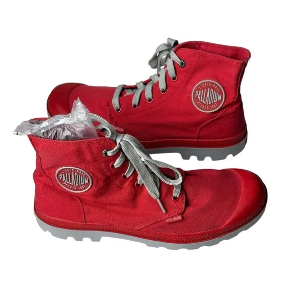 Palladium Boots Size 10 Men's Red Canvas Army Military Lace Up Combat Hip Hop