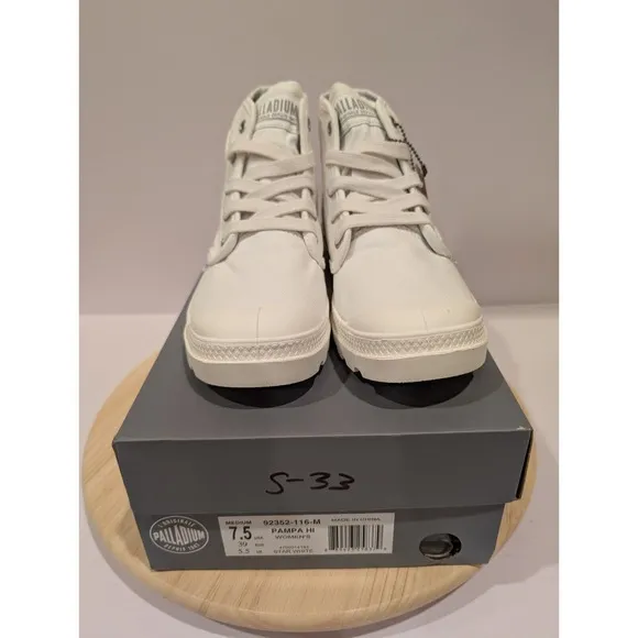 Palladium Pampa HI Sneakers Shoes Boots Canvas Womens Size 7.5 Star White New