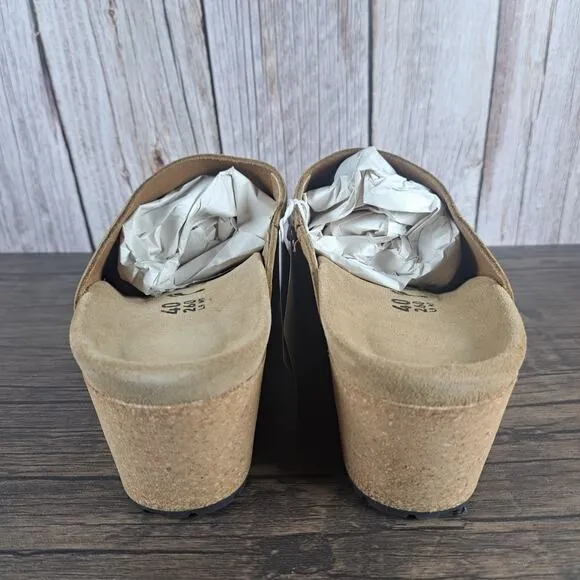 Papillio by Birkenstock Namica Leather Wedge Sandals Women's Sz 9 N Tea (NWT)