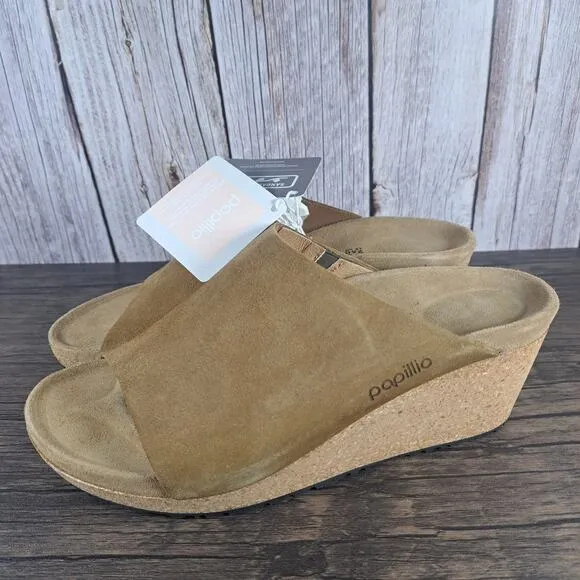 Papillio by Birkenstock Namica Leather Wedge Sandals Women's Sz 9 N Tea (NWT)