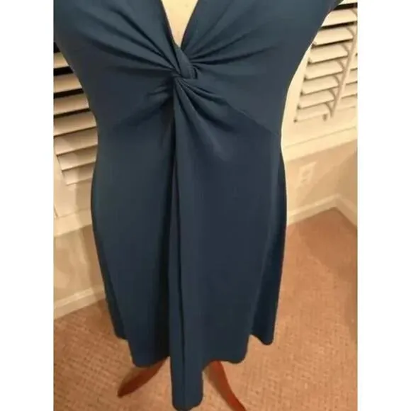 Patagonia sport Dress,  Large VNeck Teal Blue Cap Sleeves