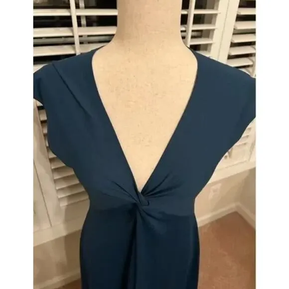 Patagonia sport Dress,  Large VNeck Teal Blue Cap Sleeves