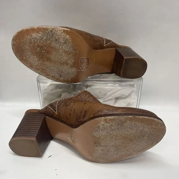 Patricia Nash Brown Leather Slip-On Mule Clog Shoes‎ Carmine Map Sz 8