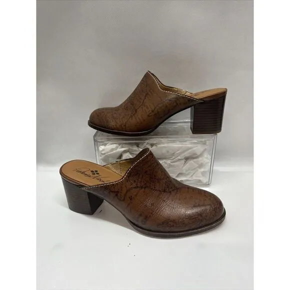 Patricia Nash Brown Leather Slip-On Mule Clog Shoes‎ Carmine Map Sz 8