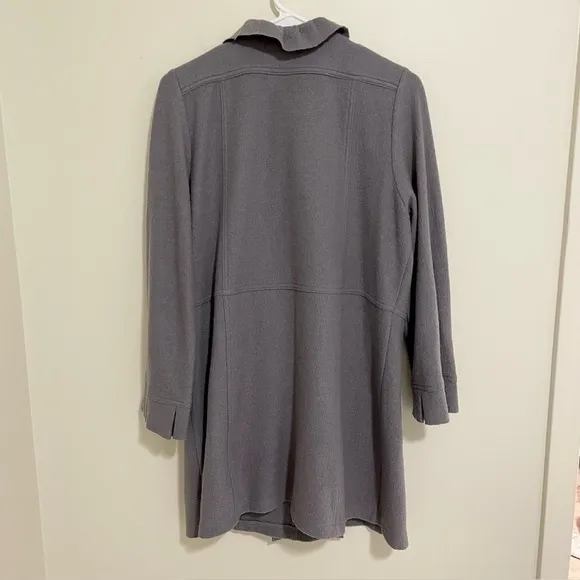 Patty Kim 100% Wool Claudia Military Coat Ruffle Detail Gray Sz Large