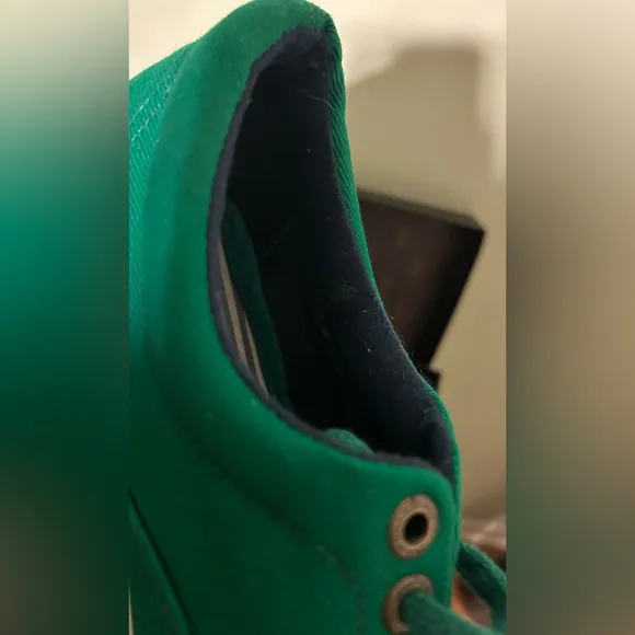 Paul &amp; Shark Yachting Rare Shark Teeth Green Canvas Yacht Boat Shoes 42 US9
