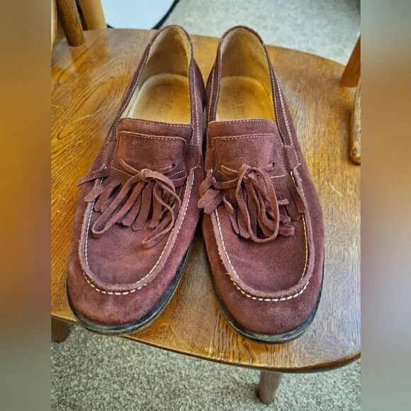 Paul Frederick Made in Italy Burgundy suede slip-on shoes